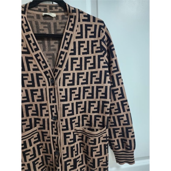 Authentic Fendi Zucca Cardigan in Brown/Black - Picture 11 of 16